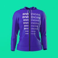 Purple Divi Engine Text Zipper Hoodie